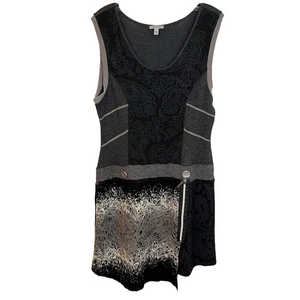 Linea Domani Women’s Multi Media Wool Blend Textured Artsy Drop Waist Dress L